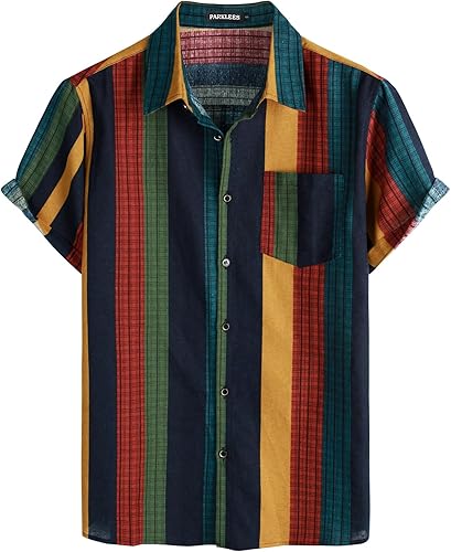 71B4LQjxh6L._AC_SY500_ Men's Cotton Linen Vintage Pattern Printed Old Style Shirt - Image 1